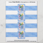4 per sheet Bar Soap Bands Blue Paper Party Favor Flyer