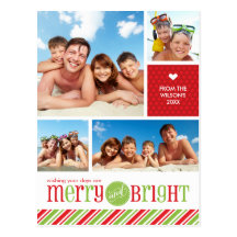 4 PHOTO CHRISTMAS POSTCARD :: merry & bright 3