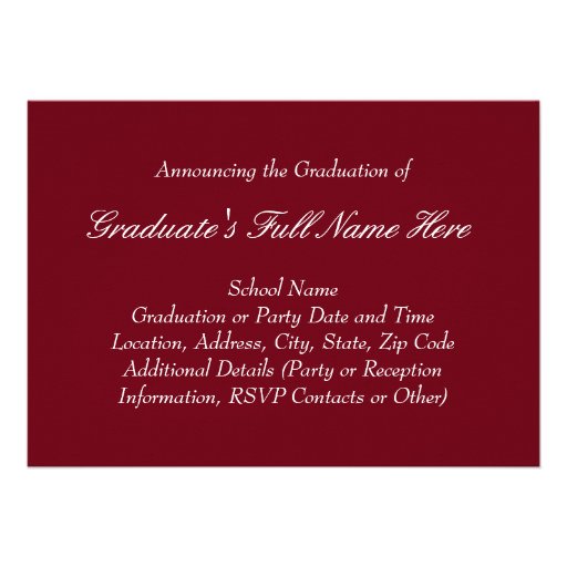 4-Photo Collage Burgundy Graduation/Party Personalized Announcements