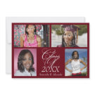 4-Photo Collage Maroon Graduation Announcement invitation