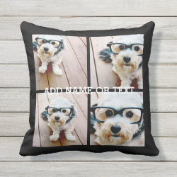 4 Photo Collage - PICK YOUR BACKGROUND COLOR Throw Pillow