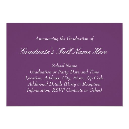 4-Photo Collage Purple Graduation Announcement 5" X 7" Invitation Card