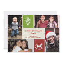 4 photo grid collage favorite things Christmas red Personalized Invitation