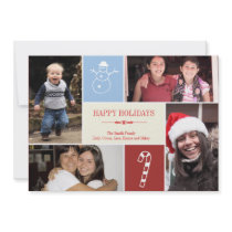4 photo grid collage snowman candy cane Christmas Invitations