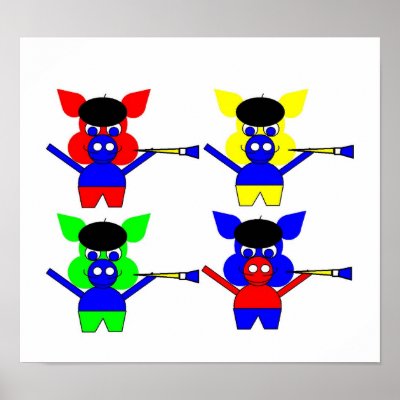 4 Pig-Cassos Print by lonvig