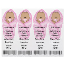 4  Pink Baby Shower Invitations - Bookmark Favors Personalized Flyer