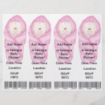 4  Pink Baby Shower Invitations - Bookmark Favors Flyer