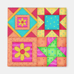 4 Quilt Blocks Square Magnet