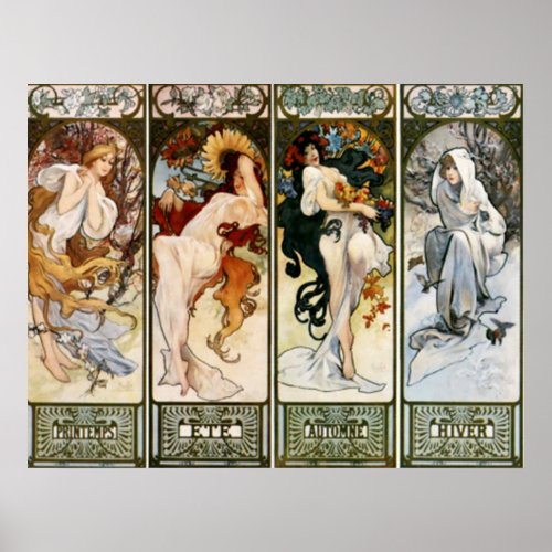 4 Seasons Alphonse Mucha Print posters