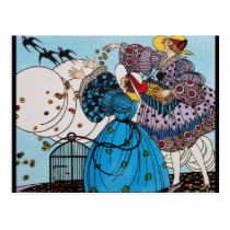 4 SEASONS /SPRING BIRDS /FASHION COSTUME DESIGNER POST CARDS