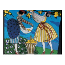 4 SEASONS /SUMMER GARDEN /FASHION COSTUME DESIGNER POSTCARD