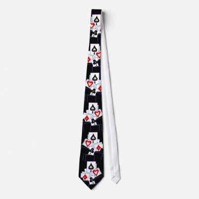 4 Suits Card Design on Black Neck Ties by Jubal1