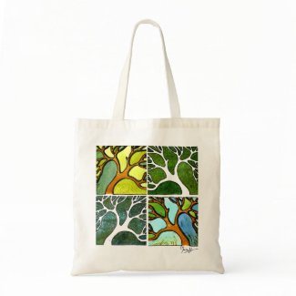 4 Trees in Watercolor and Pen & Ink bag