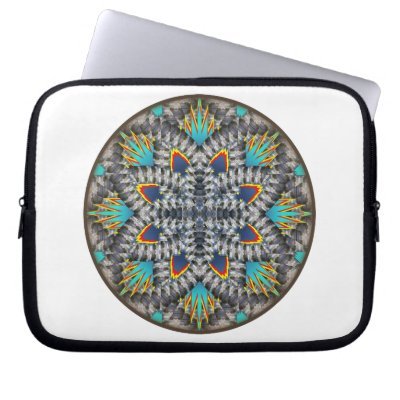 4 Waves Illusion Round Laptop Computer Sleeve by Perzpektiba