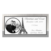 4 x 8 Engagement Photo Announcement Black Eiffel Picture Card