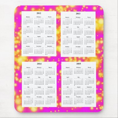 Year Calendar on Year Calendar  2012 2015  On Pink Sparks Design Mouse Pad From