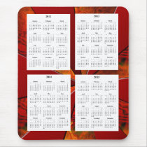 4 Year calendar (2012-2015) on White Red Design Ba Mousepad