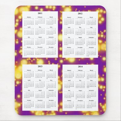 Year Calendar on Year Calendar On Purple Sparks Design Backgrd  Mouse Pads From