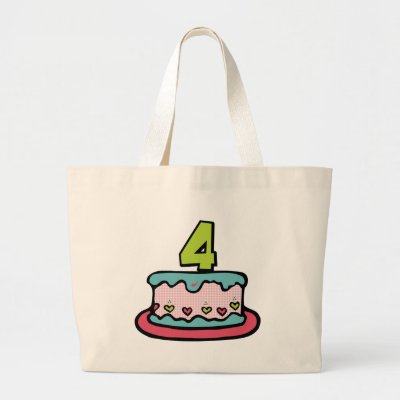 4 Year Old Birthday Cake Tote Bags by Birthday_Bash