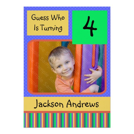 4 Year Old Birthday Party Invitations BOY