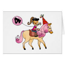 4 year old girl on a pony cards