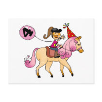 4 year old girl on a pony postcards
