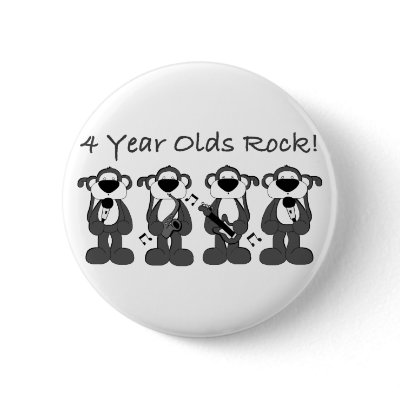 4 yr olds rock pinback button by MishMoshTees
