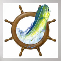 4Ft. Dolphin in Ships Wheel Poster posters