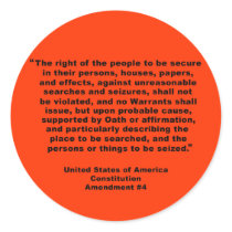 4th Amendment on Tshirts, Keychains, Mugs Round Sticker