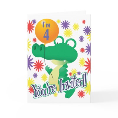 4th Birthday Alligator Greeting Card by birthday_party