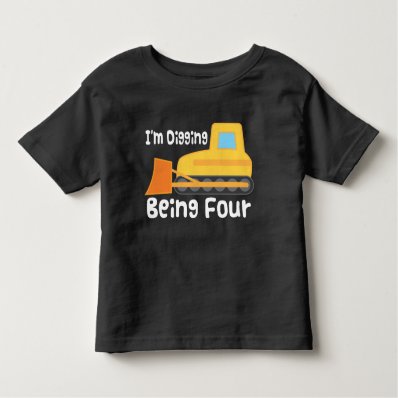 4th Birthday Bulldozer Construction Truck Toddler Tee Shirt