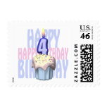 4th Birthday Cupcake Birthday Stamps