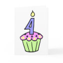 4th Birthday Cupcake Party Invitation or Card by BirthdayStampStore 4th Birthday Cupcake Party Invitation or Card