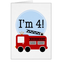 4th Birthday Fire Truck Cards