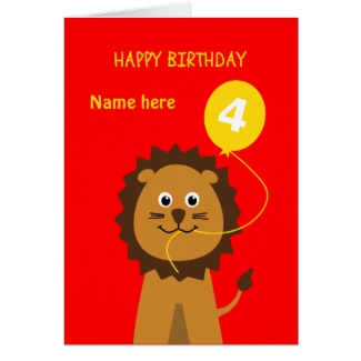 4th birthday lion add name childrens red