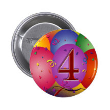 4th Birthday Party balloons Pins