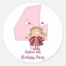 4th birthday party customizable sticker - cute
