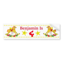 4th Birthday Party Rocking Horse Bumper Stickers