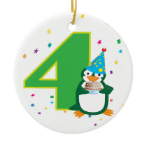 4th Birthday Penguin Ornament - Customizable ornaments