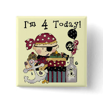 4th Birthday Pirate Tshirts and Gifts Button