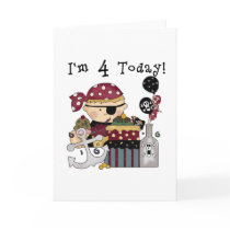 4th Birthday Pirate Tshirts and Gifts Greeting Cards