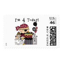 4th Birthday Pirate Tshirts and Gifts Postage Stamps