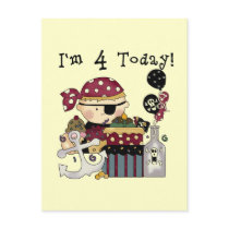 4th Birthday Pirate Tshirts and Gifts Post Cards