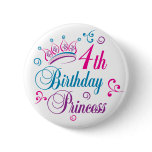 4th Birthday Princess Pin