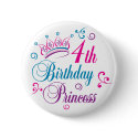 4th Birthday Princess buttons
