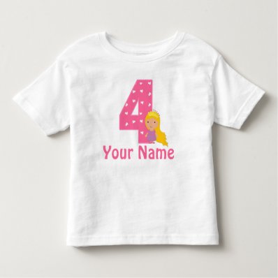 4th Birthday Princess Girls Personalized Shirt
