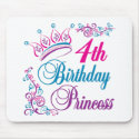 4th Birthday Princess mousepads