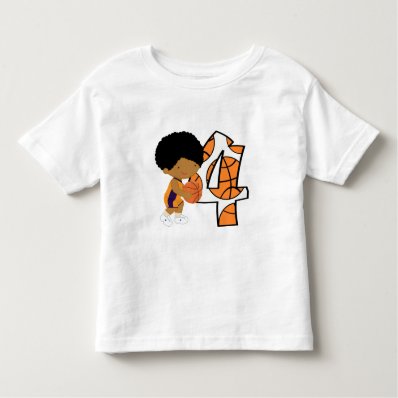 4th Birthday Purple and Orange Basketball Player Shirt