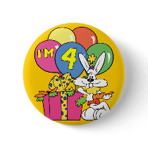 4th Birthday Rabbit buttons by birthday_party 4th Birthday Rabbit buttons
