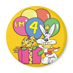 4th Birthday Rabbit Fridge Magnet